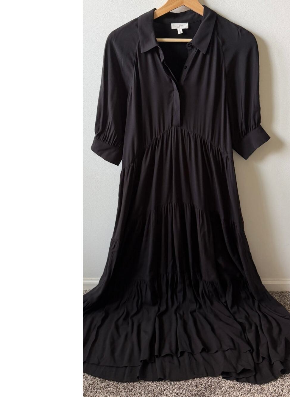 a loves a point collar short balloon cuff sleeve dress women's size small